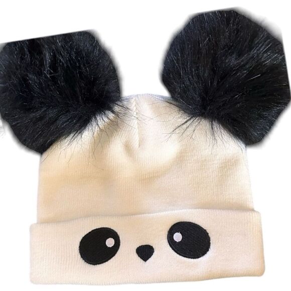Cozy Panda Knit Beanie with Pom-Pom Ears for Kids - Picture 6 of 17